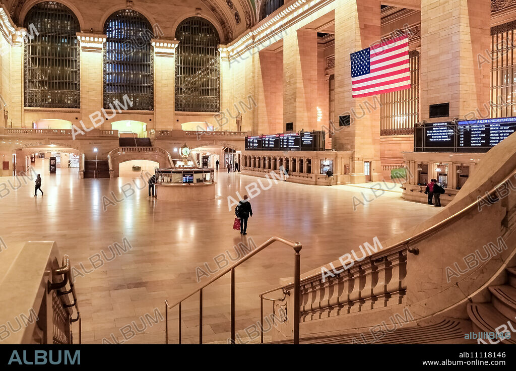Architectural detail of Grand Central Terminal (GCT, Grand Central Station or simply Grand Central), a commuter rail terminal located in Midtown Manhattan, New York City. The terminal is the third-busiest train station in North America.