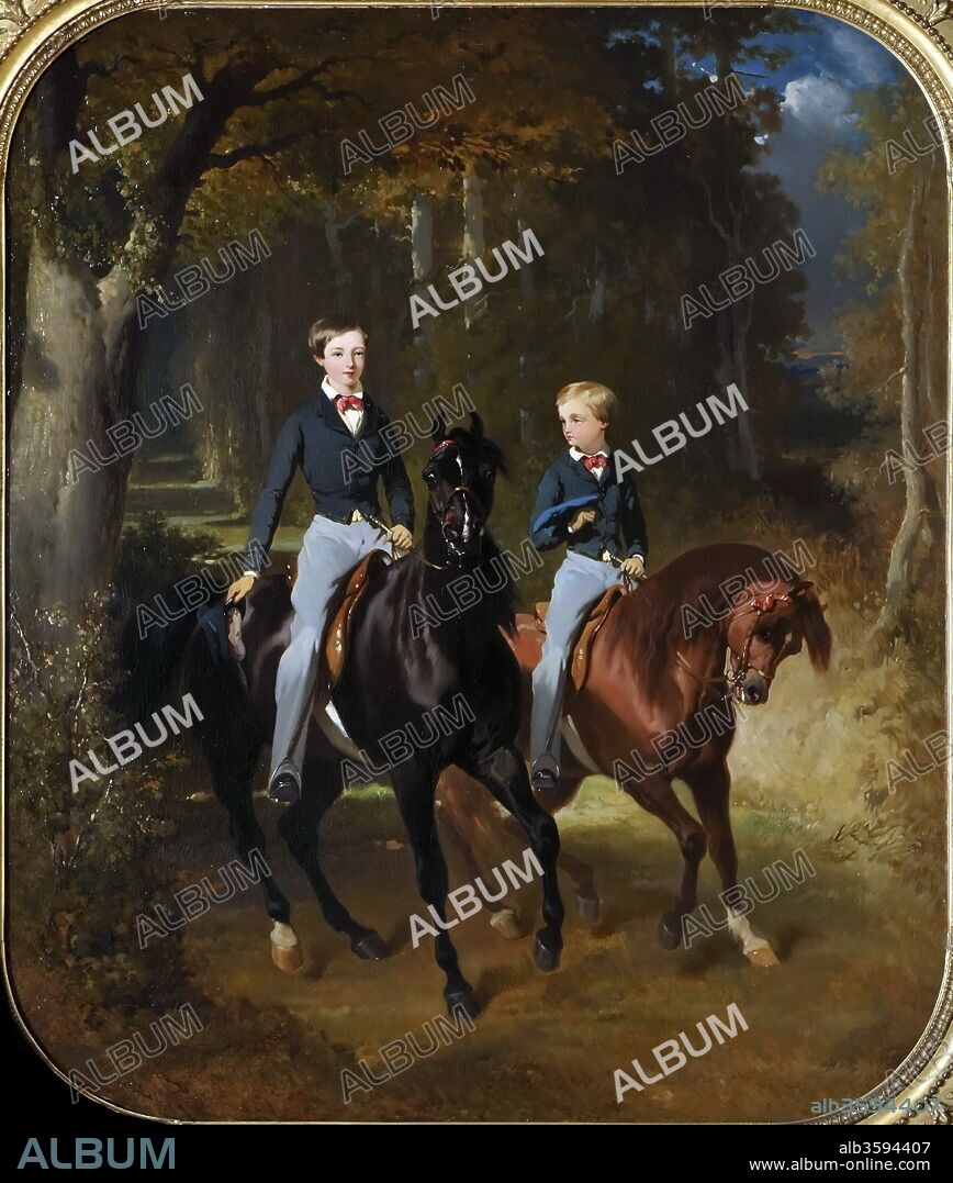 ALFRED DE DREUX. Prince Philippe of Orléans (1838-1894), Comte de Paris and his Brother, Robert d'Orleans (1840-1910), Duc de Chartres in the Par.