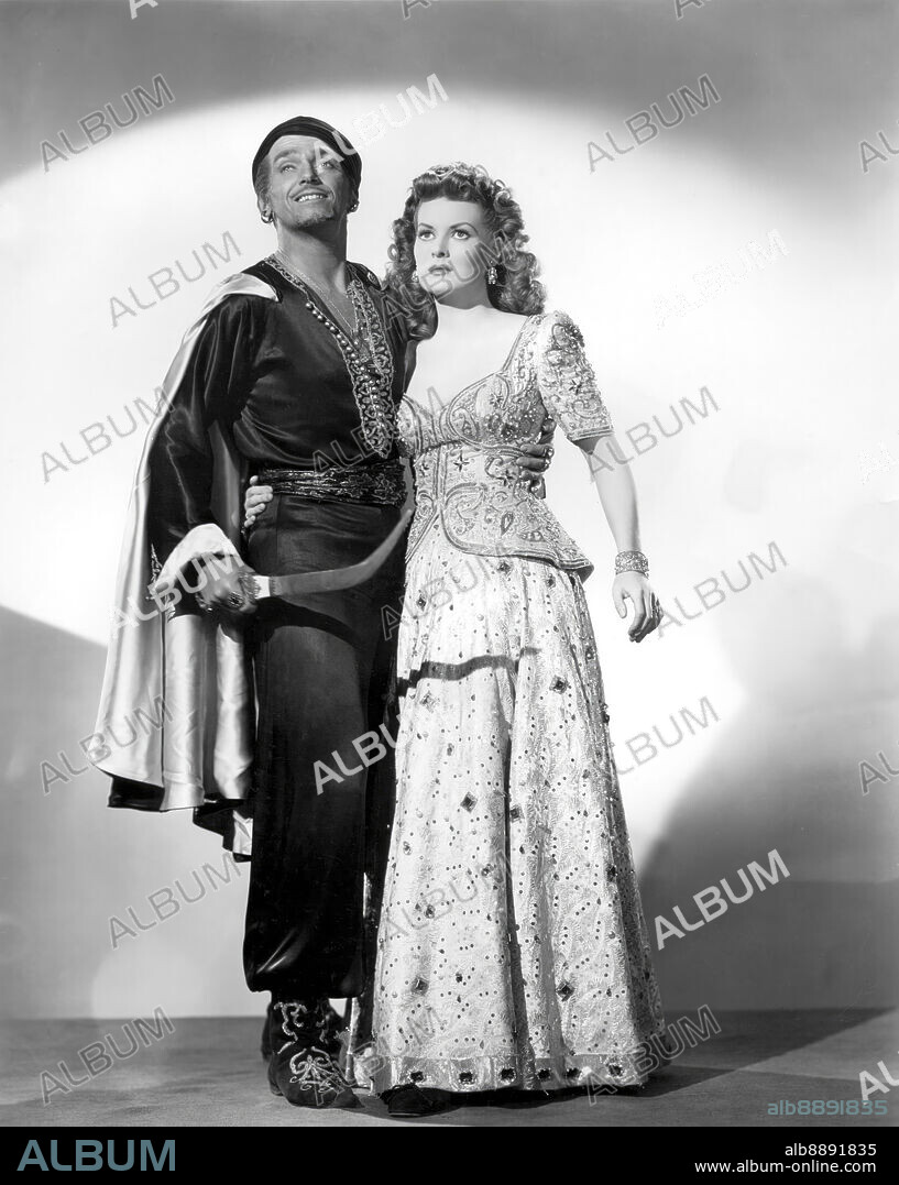 DOUGLAS FAIRBANKS JR. and MAUREEN O'HARA in SINBAD, THE SAILOR, 1947, directed by RICHARD WALLACE. Copyright RKO.