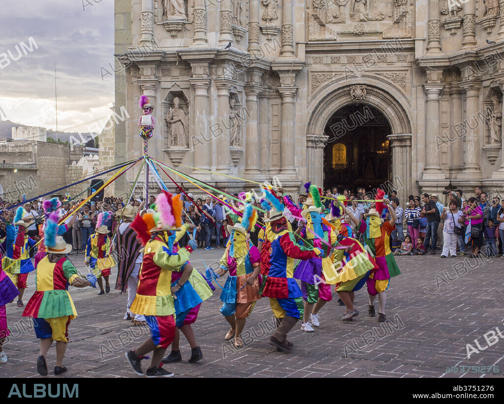 Masked dancers, Fiesta de la Virgen de la Soledad, Basilica of Our Lady of Solitude, Oaxaca, Mexico, North America.