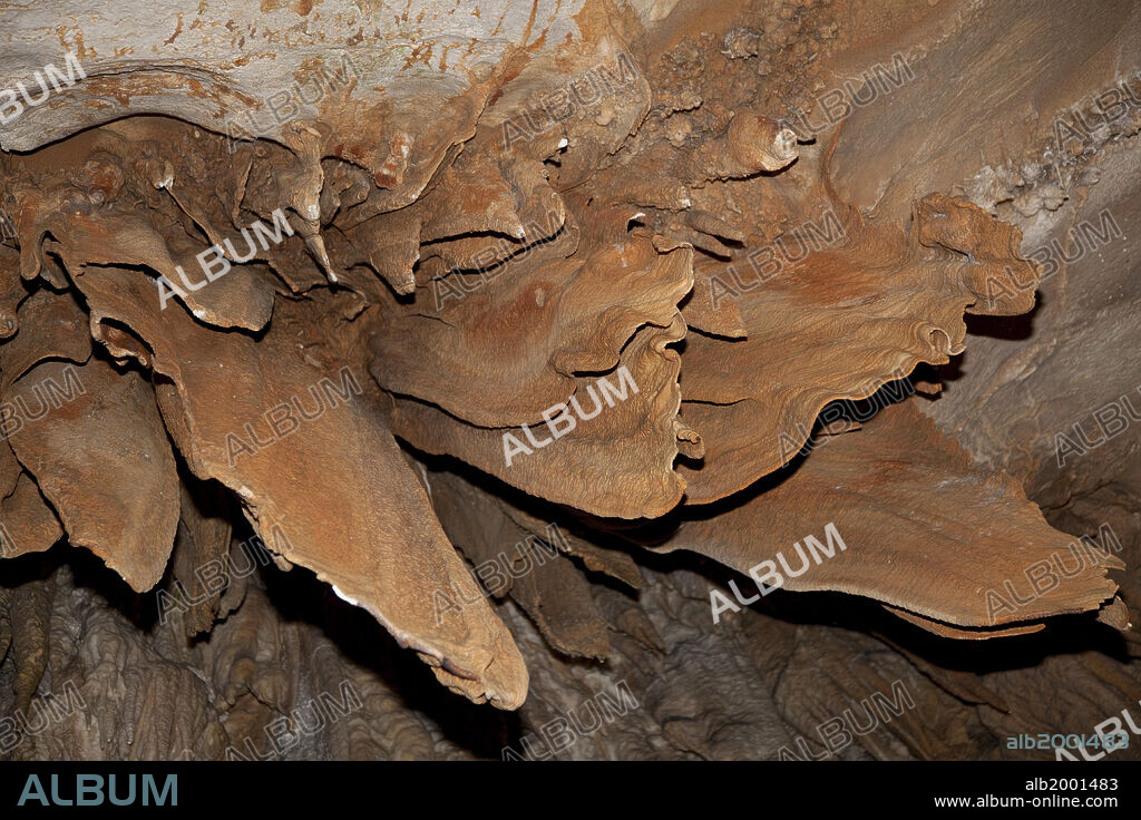 France, Grotte des Demoiselles, concretions of the main room: stalactites.