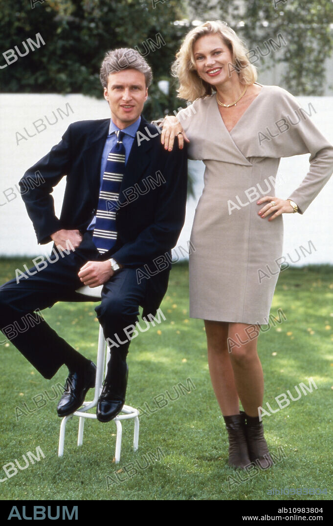German TV presenter, author and journalist Nina Ruge with boyfriend Stefan Voss, circa 1994.