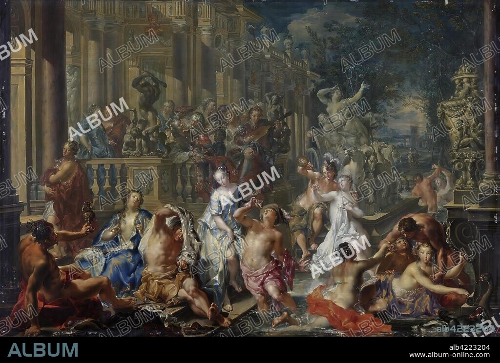 JOHANN GEORG PLATZER. 'Orgy'. Austria, First half of the 18th century. Dimensions: 58,5x84,5 cm.