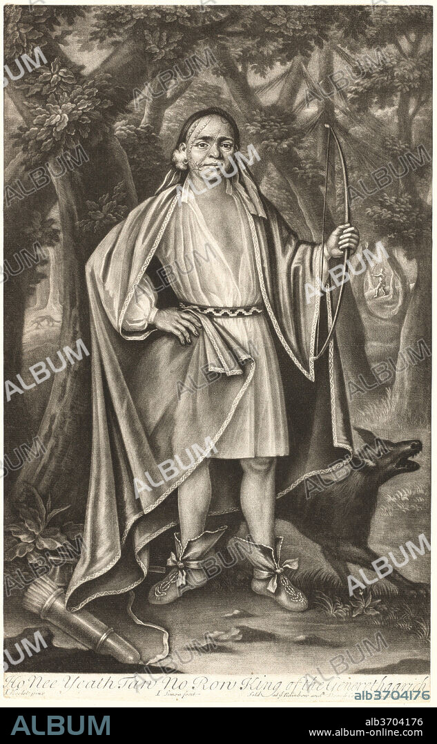 JOHN SIMON AFTER JOHN VERELST. Ho Nee Yeath Taw No Row, King of the Generethgarick. Dated: after 1710. Dimensions: sheet: 40.9 × 25.4 cm (16 1/8 × 10 in.). Medium: mezzotint on laid paper.