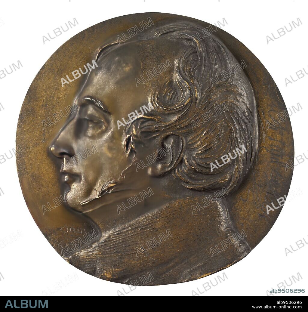 Portrait of Charles-Paul de Kock (1794-1871), novelist and playwright, David d'Angers, Pierre-Jean, Sculptor, Thiébaut Frères, Founder, In 1842, 1st half of the 19th century, Sculpture, Medallion (sculpture), Dimensions - Work: Diameter: 18 cm.