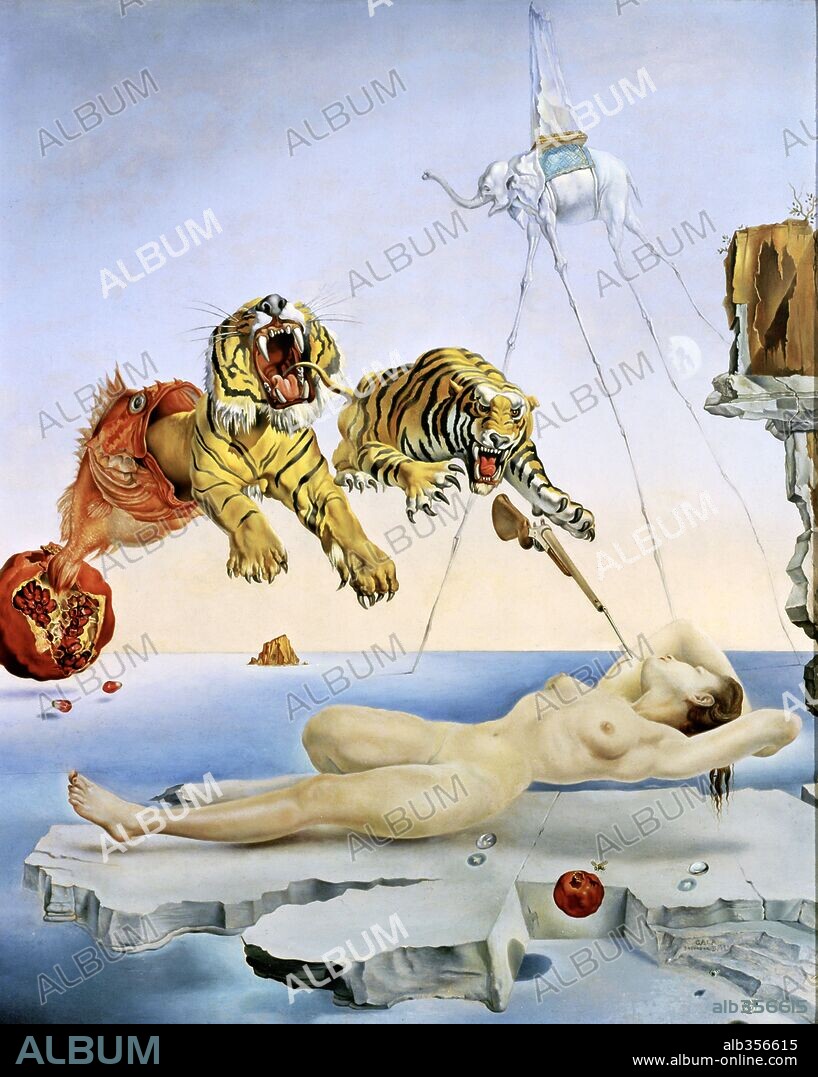 SALVADOR DALÍ. Salvador Dalí, 'Dream caused by the Flight of a Bee around a Pomegranate a Second before Waking up', 1944, Oil on canvas, 51 x 41 cm, Inv. 510.