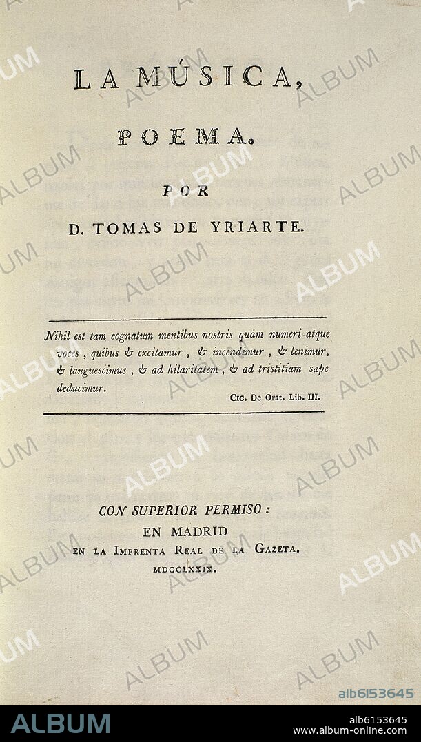 TOMAS IRIARTE (1750-1791). POEMA DE LA MUSICA 1779.