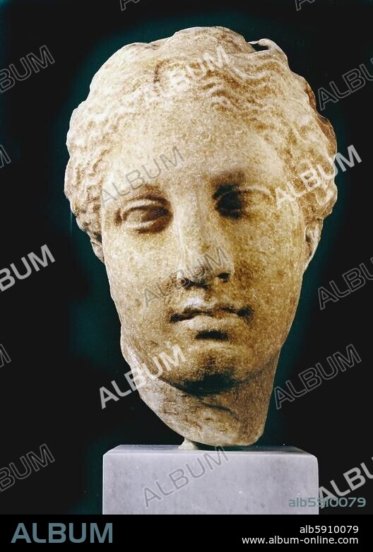 Skopas, griech. Bildhauer; 370-330 v. Chr. Kopf der Hygieia. Stein. Aus: Tegéa, Peloponnes, Griechenland. Athen, Archäologisches Nationalmuseum.