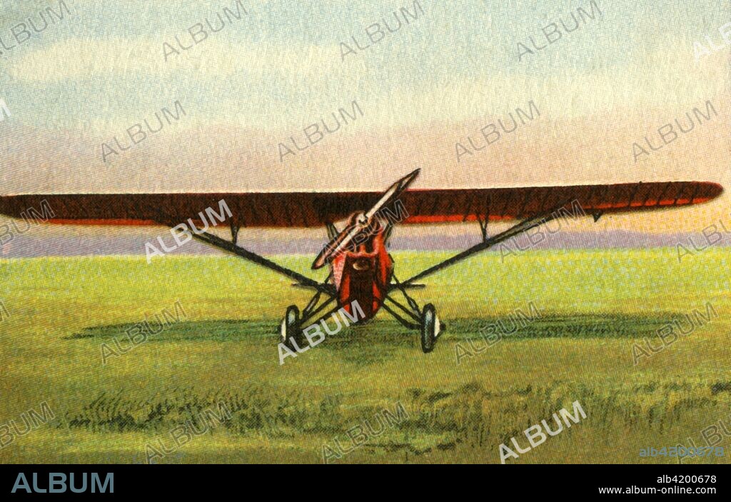 Albatros L 101 plane, 1932. The Albatros Al 101 German trainer aircraft with 100 horse power air-cooled Argus As 8 engine. From "Die Eroberung Der Luft", (The Conquest of the Air), cigarette card album produced by the Garbáty cigarette factory, 1932. Eugene and Moritz Garbáty, who were Jewish, were driven out of business by the Nazis in the late 1930s, and forced to sell their factory which lay empty for over 70 years. [Garbaty Cigarettenfabrik, Berlin-Pankow, 1932].