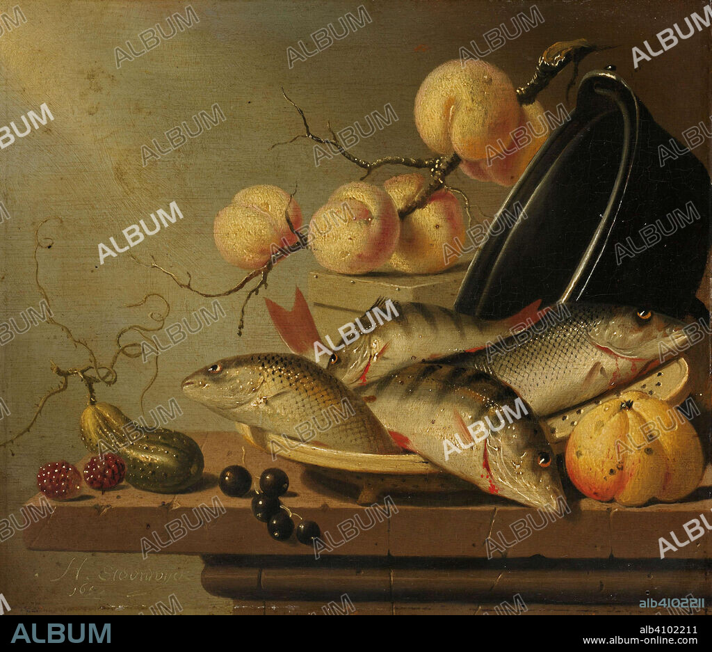 HARMEN STEENWIJCK. Still Life with Fish and Fruit. Dating: 1652. Measurements: h 23 cm × w 27 cm; d 5.5 cm.