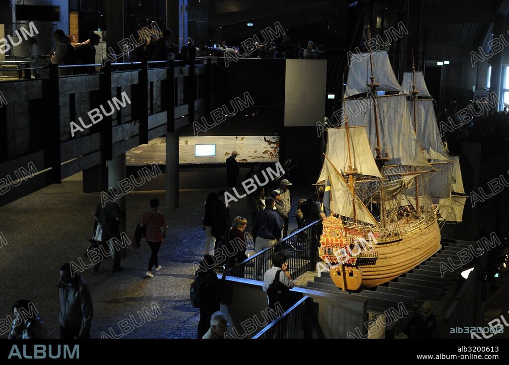 Stockholm. Sweden. Vasa Museum. Built to house Warship Vasa, which was built at 1626-1628 on the orders of the King of Sweden Gustavus Adolphus. Interior.