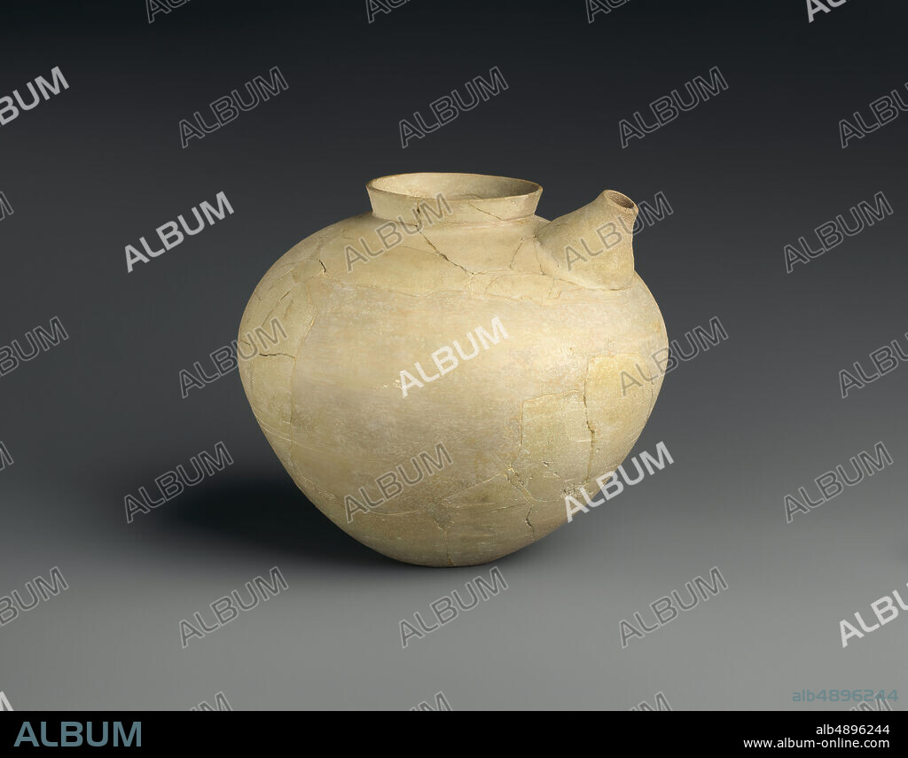 Spouted jar, Uruk, Date 4th millennium B.C., Mesopotamia, Nippur, Ceramic, 6.54 in. (16.61 cm), Ceramics-Vessels.