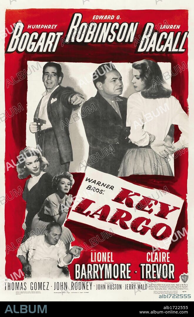 Poster de CAYO LARGO, 1948 (KEY LARGO), dirigida por JOHN HUSTON. Copyright WARNER BROTHERS.
