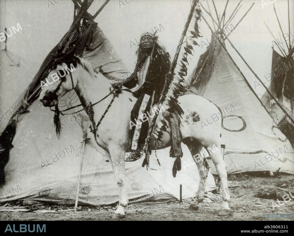 Iron Tail was a Sioux Chief who fought in both the Battle of Little Bighorn and at Wounded Knee. Later he performed with Buffalo Bill's Wild West Show, and was a model for the Indian Head nickel. This photo was probably taken in the first decade of the 20th century.