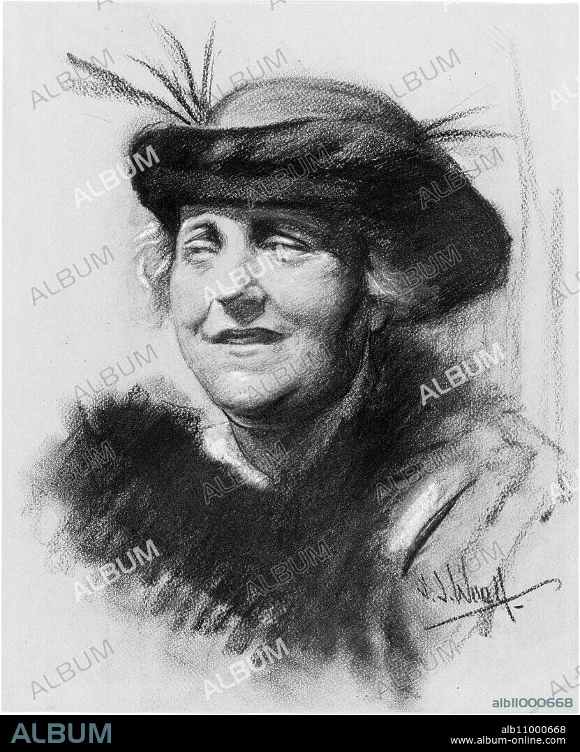 Elsa Einstein (18 Jan 1876 - 20 Dec 1936) was the cousin and second wife of Albert Einstein, Photo by Samuel Johnson Woolf (12 Feb 1880 - 1948), Historic, digitally restored reproduction from an original of the period.