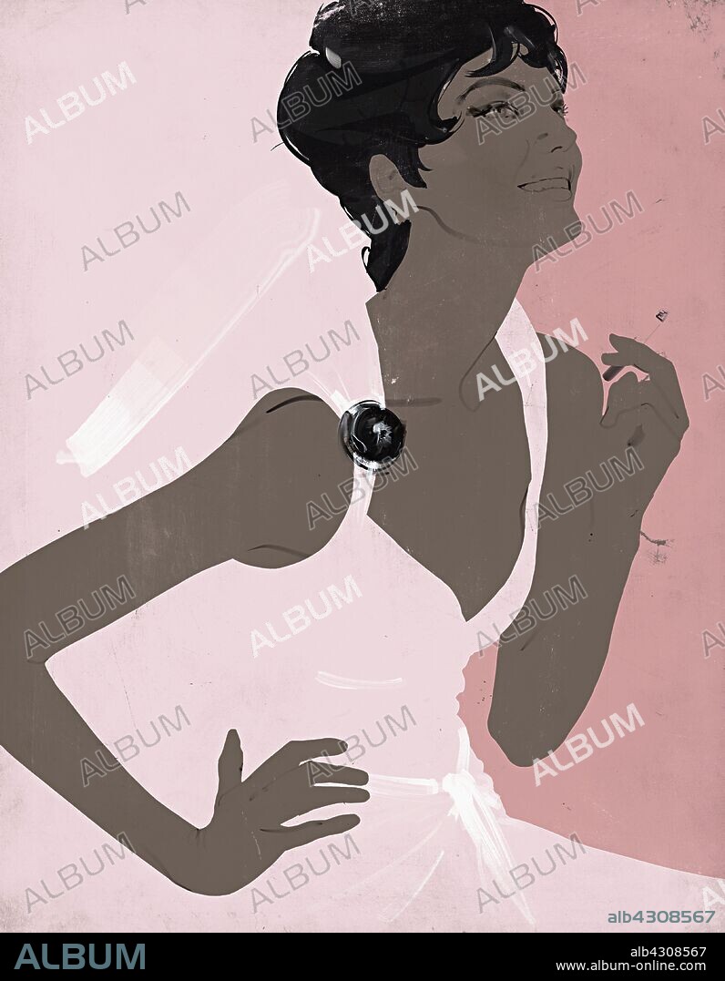 Glamorous woman smoking cigarette.