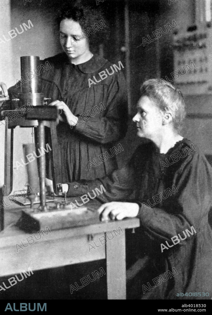 Marie Curie, Polish-born French physicist, with her daughter Irene Joliot-Curie, 1925. Marie Curie, Polish-born French physicist. Marie Curie (1867-1934) and her husband Pierre continued the work on radioactivity started by Henri Becquerel. In 1898, they discovered two new elements, polonium and radium. Marie did most of the work of producing these elements, and to this day her notebooks are still too radioactive to use. She went on to become the first woman to be awarded a doctorate in France, and continued her work after Pierre's death in 1906. In 1903 the Curies shared the Nobel Prize for Physics with Becquerel. Marie won a second Nobel Prize, for chemistry, in 1911. Irene (1897-1956) became a nuclear physicist, and worked as her mother's assistant at the Radium Institute, Paris. In 1935 she shared the Nobel prize for Chemistry with her husband Frederic Joliot, for their work on synthesising new radioactive elements.