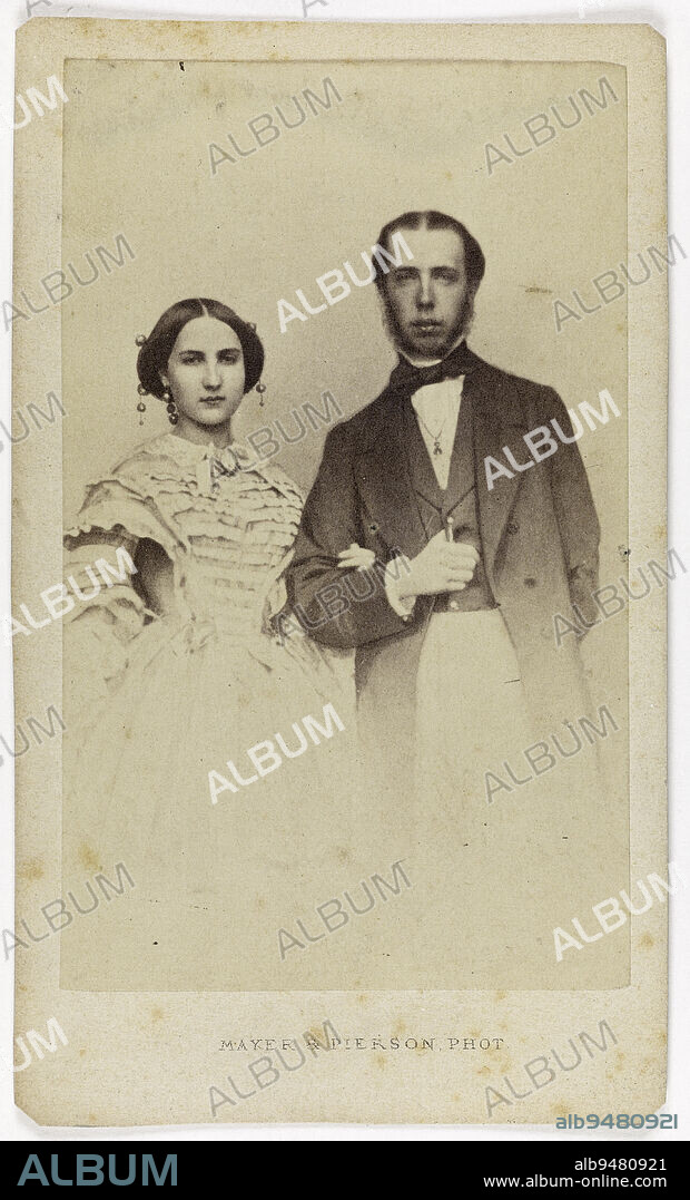 Portrait of Maximilian I (1822-1867), Emperor of Mexico and brother of Emperor Franz Joseph I of Austria, accompanied by his wife, Mayer Frères et Pierson, Photographer, Between 1860 and 1890, 2nd half of the 19th century, Graphic Arts, Photography, Albumen print, Height: 8.5 cm, Width: 5.2 cm.