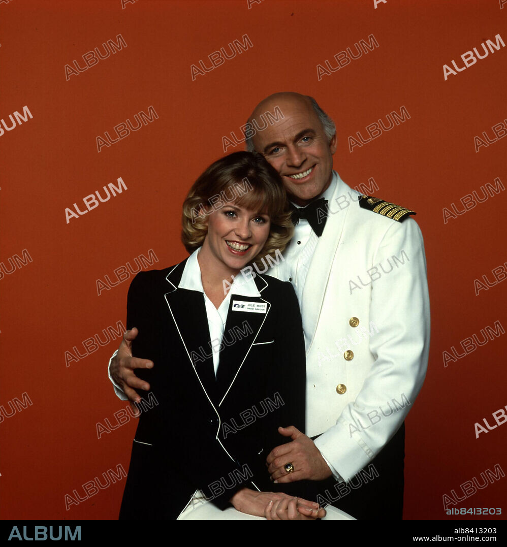 GAVIN MacLEOD and LAUREN TEWES in THE LOVE BOAT, 1977, directed by ALAN RAFKIN, ALLEN BARON, JEROME COURTLAND, ROBERT SCHEERER and TED LANGE. Copyright Aaron Spelling Productions.