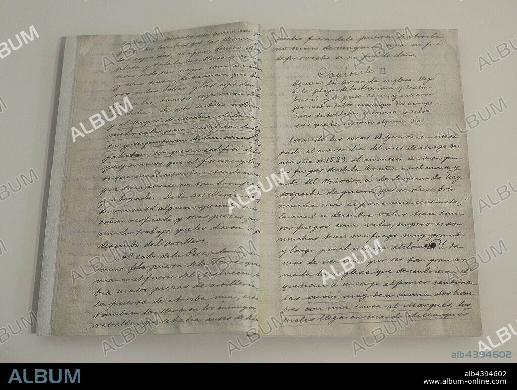 JUAN VARELA. 16TH CENTURY SPANISH MILITARY.. Diario y relación del cerco de La Coruña por los ingleses, año 1589, por el capitán Juan Varela. Manuscrito, copia del siglo XIX. Procede de la Real Academia Gallega. Casa Museo María Pita. La Coruña. Galicia. España.