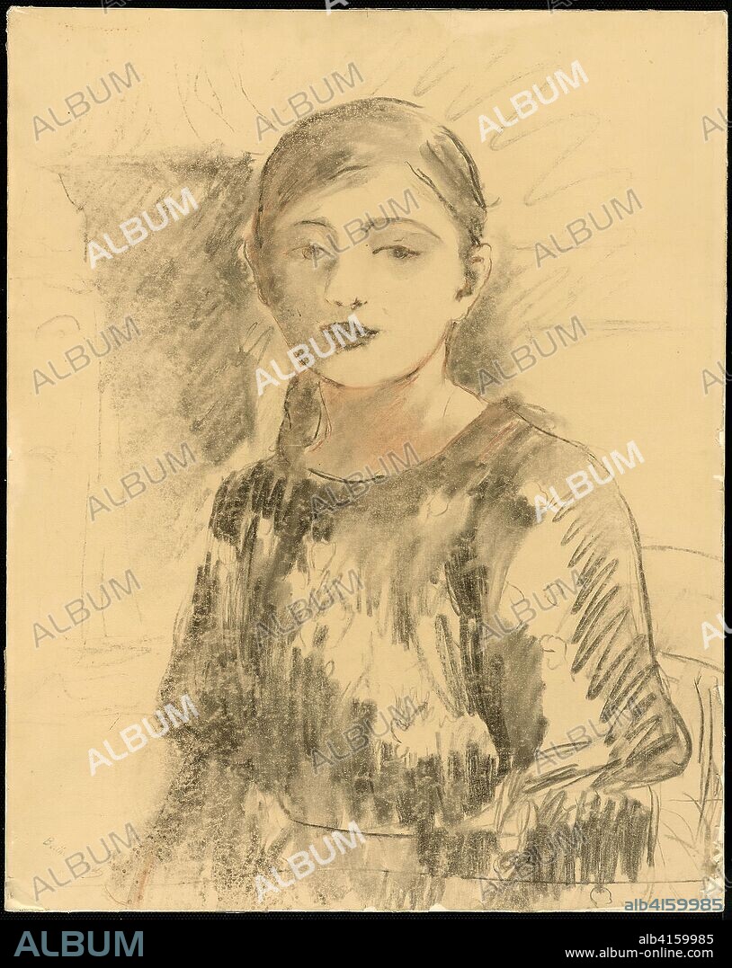 Portrait of Julie Manet. Berthe Morisot; French, 1841-1895. Date: 1890. Dimensions: 538 × 430 mm. Transfer drawing in charcoal and red chalk, on light tan tracing paper, laid down on white wove paper, wrapped around millboard. Origin: France.
