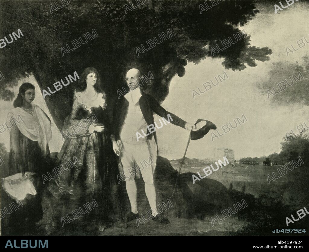 'Warren Hastings and Mrs. Hastings', 1925. From British Government in India, Volume One, by Lord Curzon of Kedleston. [Cassell and Company Ltd, London, New York, Toronto and Melbourne, 1925]. English statesman and first de facto Governor-General of India from 1773 to 1785.