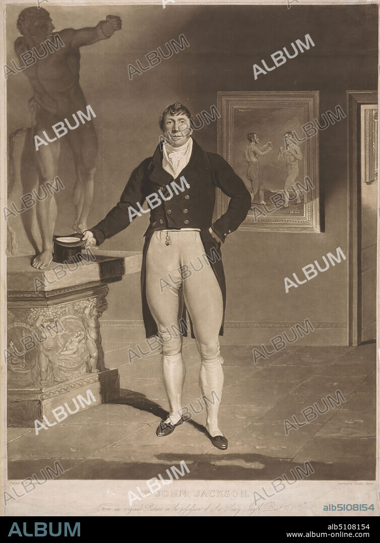 Boxing Mr. John Jackson. From am original in the possession of Sir Henry Smyth., Charles Turner, 17741857, British, after Benjamin Marshall, 17681835, British, 1810, Mezzotint, Sheet: 24 5/8 x 18in. (62.5 x 45.7cm).