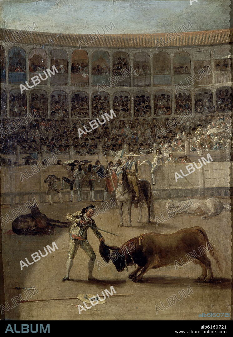 FRANCISCO DE GOYA (1746-1828). SUERTE DE MATAR.1793.HOJALATA,43X31 - ANTIGUA PLAZA DE TOROS DE MADRID SITUADA EN LA CALLE COLUMELA.