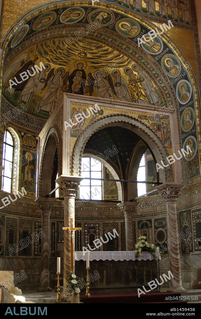 BYZANTINE ART. CROATIA. Euphrasian Basilica. Byzantine church built in the sixth century. World Heritage Site by UNESCO in 1997. Ciborium built in 1227. POREC. Istrian Peninsula.