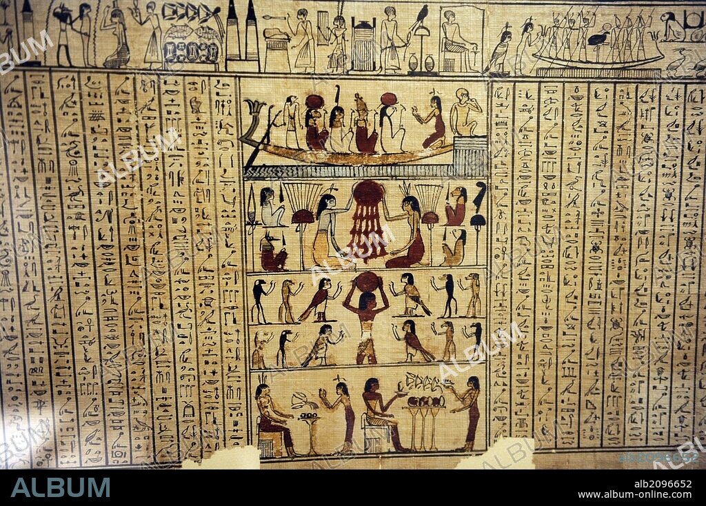 Book of the Death of the mistress Neferini. Papyrus. Cursive hieroglyphic. Ptolemaic Kingdom. 4th-1st century BC. Achmim, Egypt. Neues Museum. Berlin. Germany.