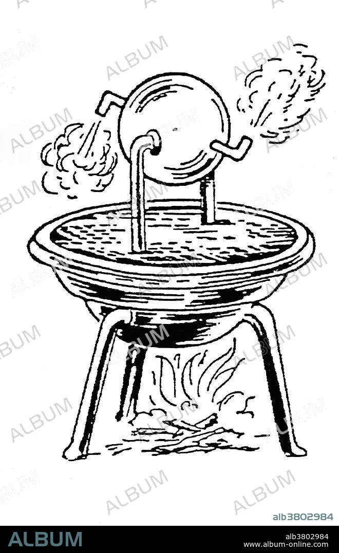 In the first century AD a Greek inventor known as Hero of Alexandria came up with a new invention that depended more on the mechanical interaction of heat and water. He invented a rocket-like device called an aeolipile, also known as Hero's engine. It used steam for propulsion. Hero mounted a sphere on top of a water kettle. A fire below the kettle turned the water into steam, and the gas traveled through the pipes to the sphere. Two L-shaped tubes on opposite sides of the sphere allowed the gas to escape, and in doing so gave a thrust to the sphere that caused it to rotate. Hero (or Heron) of Alexandria (10-70 AD) was an ancient Greek mathematician and engineer from Alexandria, Roman Egypt. His work is representative of the Hellenistic scientific tradition and he is often called, the greatest experimenter of antiquity.