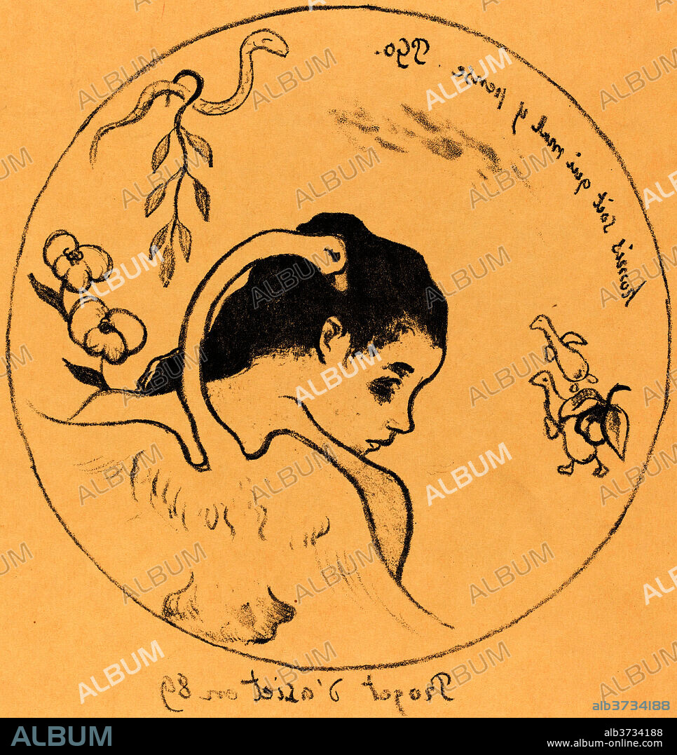 PAUL GAUGUIN. Design for a China Plate (Projet d'assiette). Dated: 1889. Medium: lithograph (zinc) in black on imitation japan paper.