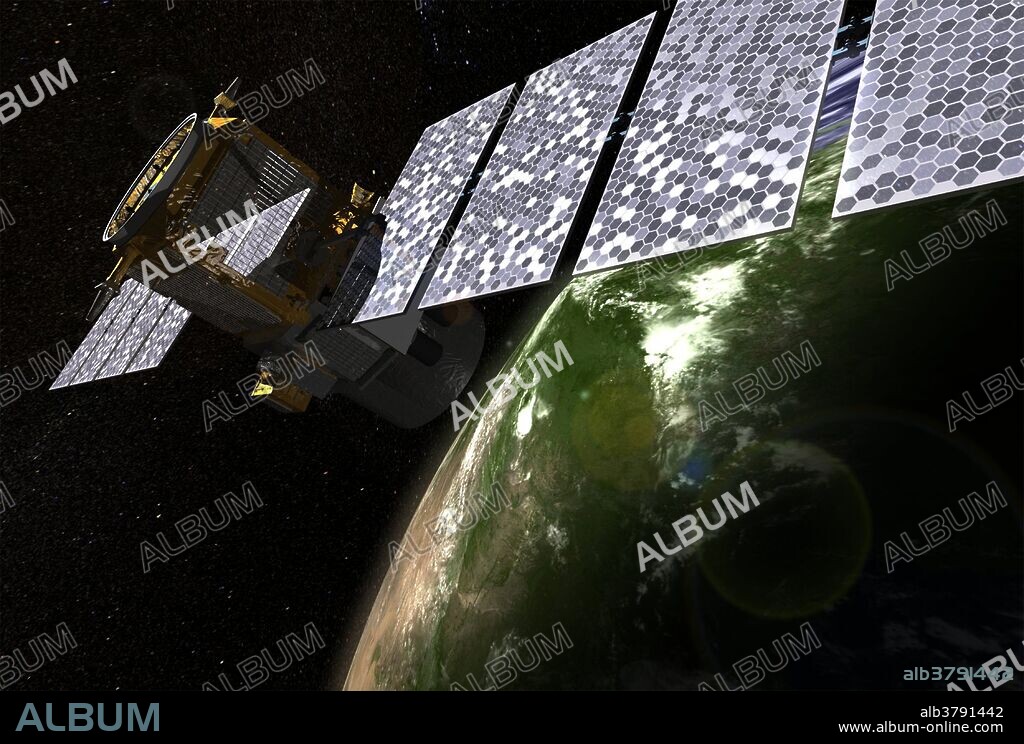 Artist's concept shows CALIPSO in orbit. CALIPSO (Cloud-Aerosol Lidar and Infrared Pathfinder Satellite Observations) is a joint NASA and CNES environmental satellite which was launched on April 28, 2006. Passive and active remote sensing Instruments on board the CALIPSO satellite monitor aerosols and clouds 24 hours a day. CALIPSO is part of the "A Train", flying in formation with several other satellites (Aqua, Aura and CloudSat). Three instruments: Cloud-Aerosol Lidar with Orthogonal Polarization (CALIOP) - a lidar that provides high-resolution vertical profiles of aerosols and clouds. Wide Field Camera (WFC) - a modified version of the commercial off-the-shelf Ball Aerospace CT-633 star tracker camera. It was selected to match band 1 of the MODIS instrument on the Aqua satellite. Imaging Infrared Radiometer (IIR) - used to detect cirrus cloud emissivity and particle size. The CALIOP laser beam is aligned with the center of the IIR image to optimize joint CALIOP/IIR observations. Imaging Infrared Radiometer (IIR) - used to detect cirrus cloud emissivity and particle size. The CALIOP laser beam is aligned with the center of the IIR image to optimize joint CALIOP/IIR observations.