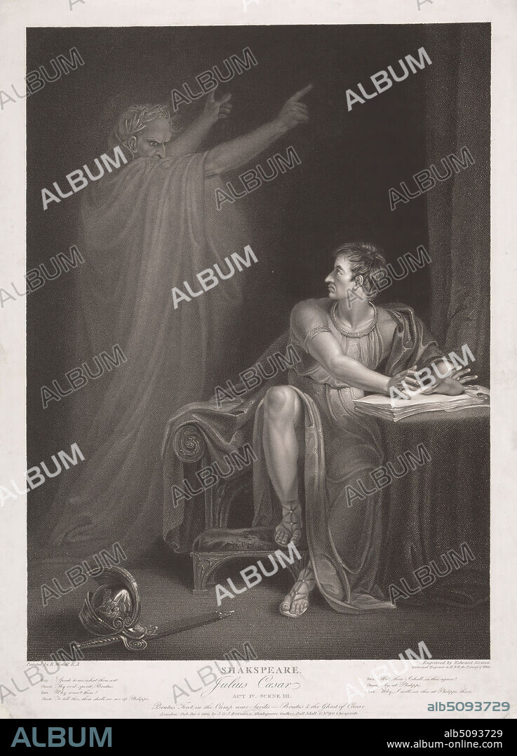 Julius Caesar: Act IV Scene III: Brutus' Tent ..., Edward Scriven, 17751841, British, after Richard Westall, 17651836, British, 1802, Engraving on moderately thick, moderately textured, cream, laid paper, Sheet: 25 1/2 x 18 1/2in. (64.8 x 47cm).