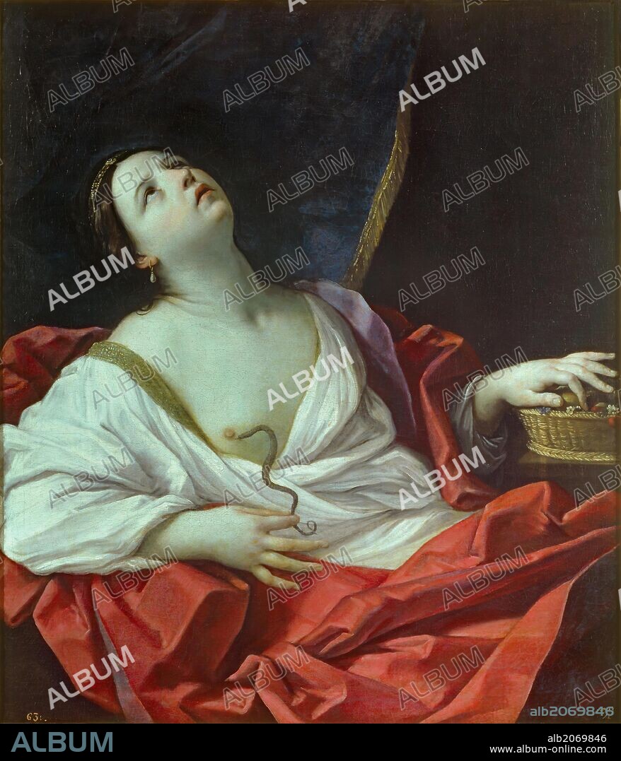 Guido Reni / 'Cleopatra', Hacia 1640, Escuela Italiana, Óleo sobre Lienzo, 110 cm x 94 cm, P00209.