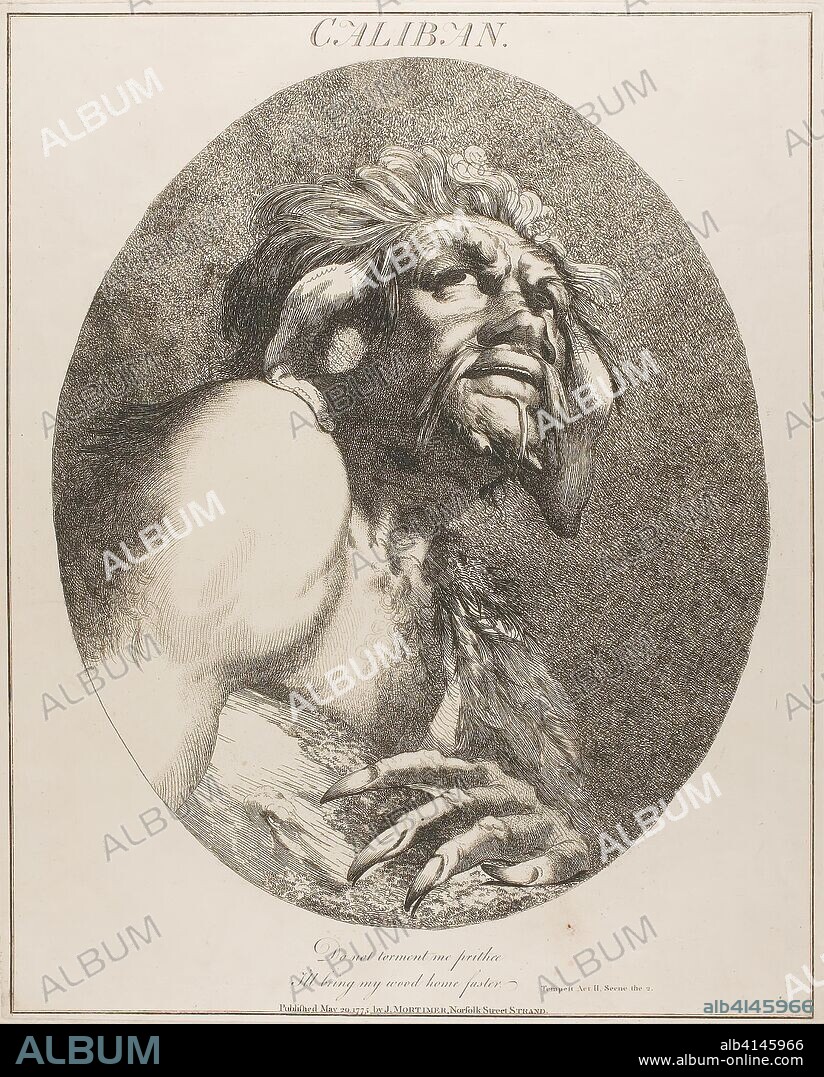 Caliban. John Hamilton Mortimer; English, 1740-1779. Date: 1809. Dimensions: 403 × 324 mm (plate); 580 × 341 mm (sheet). Etching on cream wove paper. Origin: England.