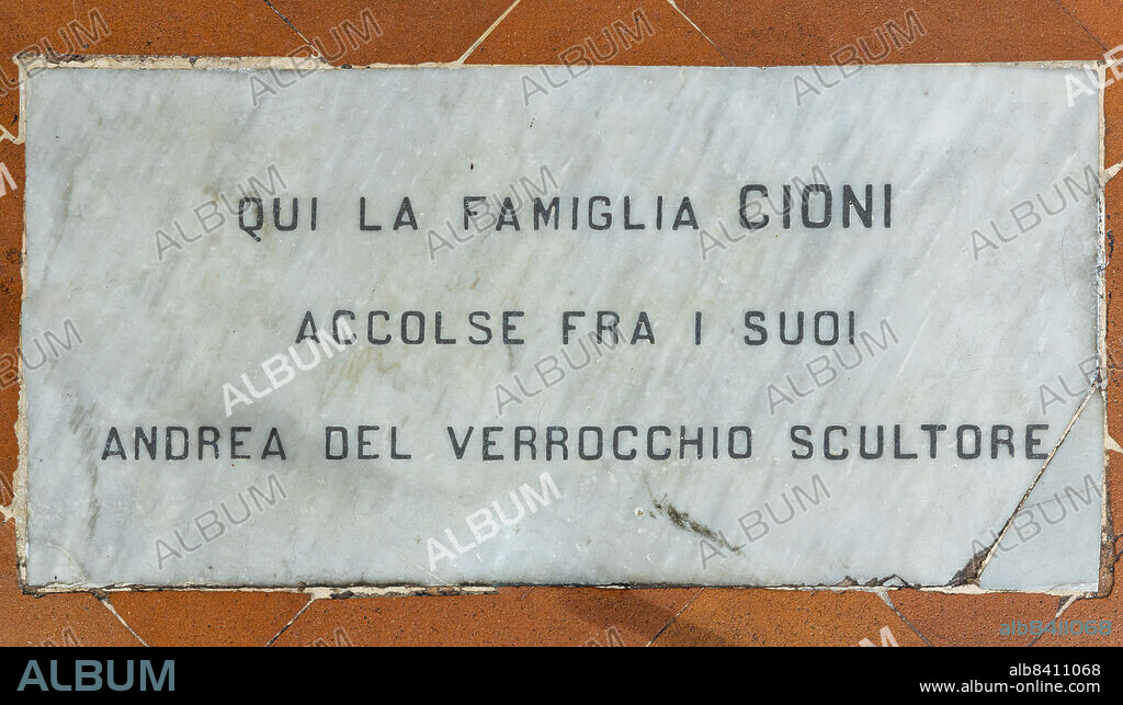 Tombstone of Andrea del Verrocchio, sculptor.. Florence, Church of St. Ambrose.