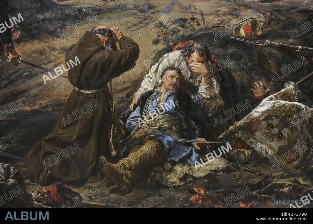 Tadeusz Kosciuszko (1746-1817). Polish General. Kosciuszko in Raclawice, 1888, by Jan Matejko (1838-1893). Kosciuszko led the Polish troops against the Russian Empire at the Battle of Raclawice (April 4, 1794). Detail. 19th Century Polish Art Gallery (Sukiennice Museum). National Museum of Krakow. Poland.