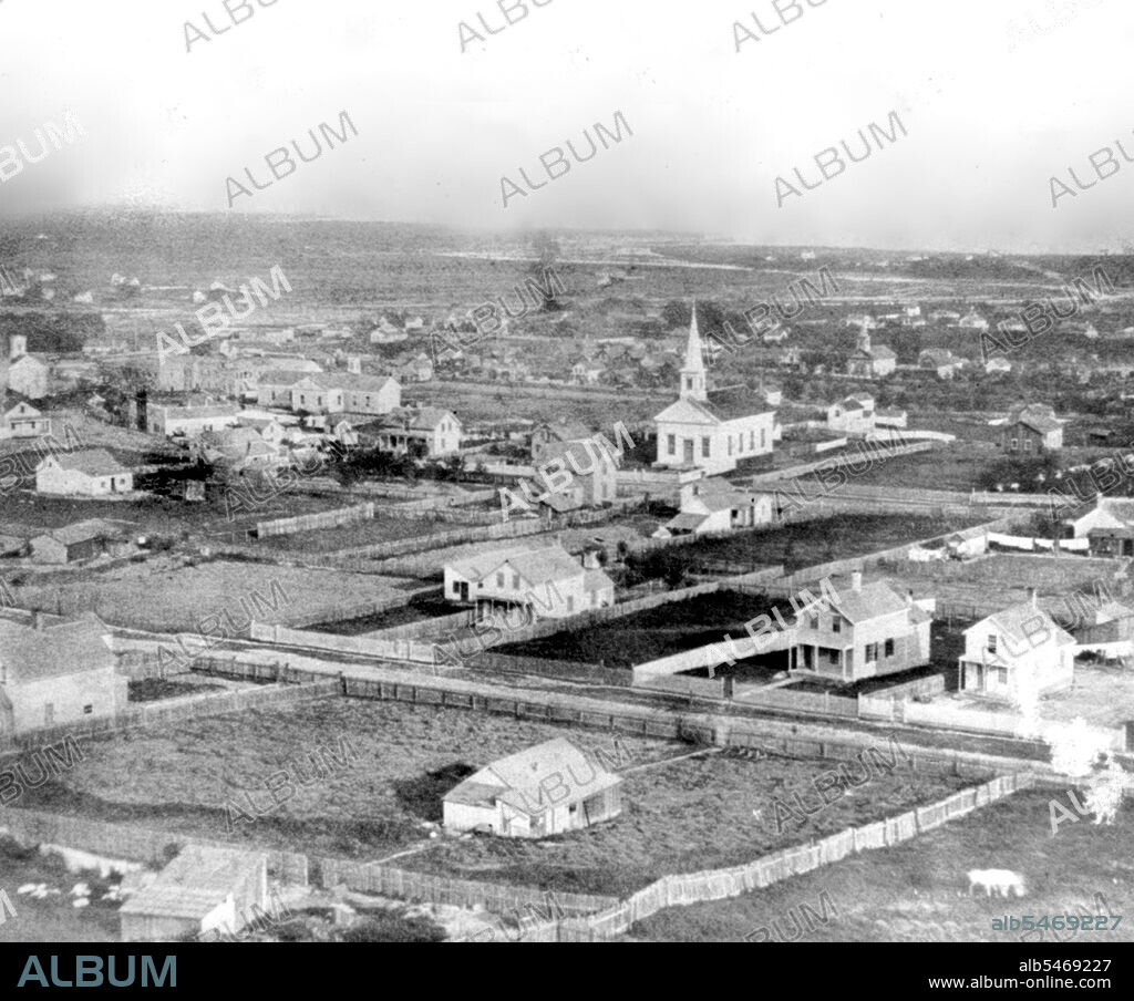 California History - View of Santa Cruz, Santa Cruz County circa 1866.