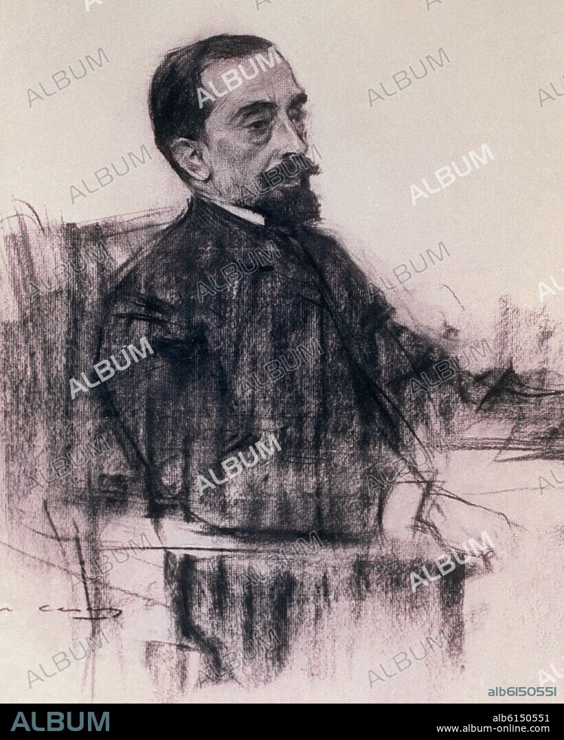 RAMON CASAS Y CARBO. RETRATO DEL POETA CATALAN JUAN MARAGALL (1860-1911).