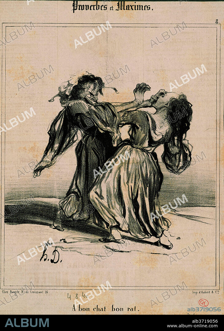 HONORE DAUMIER. A bon chat bon rat. Dated: 19th century. Medium: lithograph.
