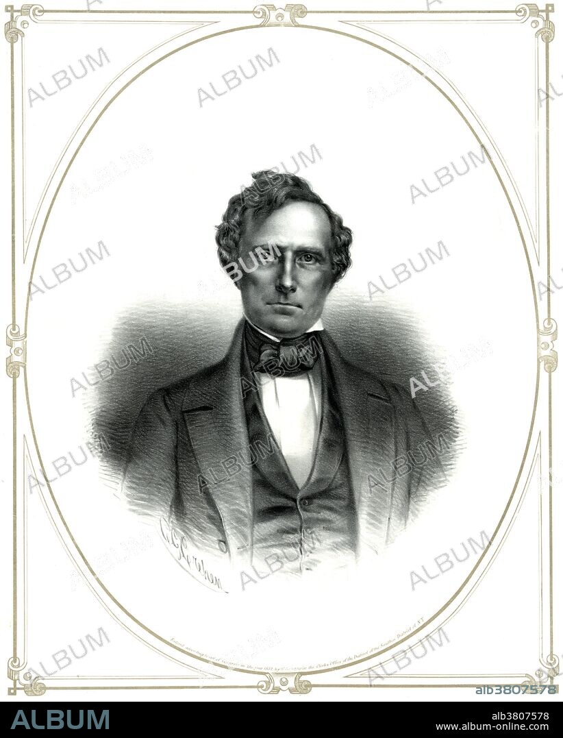 Franklin Pierce (November 23, 1804 - October 8, 1869) was the 14th President of the USA (1853-57). He was a Democrat and a "doughface" (a Northerner with Southern sympathies) who served in the House of Representatives and the Senate. He took part in the Mexican-American War and became a brigadier general in the Army. As president, he made many divisive decisions which were widely criticized and earned him a reputation as one of the worst presidents in US. history. His popularity in the Northern states declined sharply after he supported the Kansas-Nebraska Act, which replaced the Missouri Compromise and renewed debate over the expansion of slavery in the American West. Pierce's credibility was further damaged when several of his diplomats issued the Ostend Manifesto. He was not renominated to run in the 1856 presidential election. His reputation was destroyed during the Civil War when he declared support for the Confederacy. He suffered great tragedy in his personal life; all of his children died young. He died in 1869, at the age of 64, from cirrhosis of the liver.