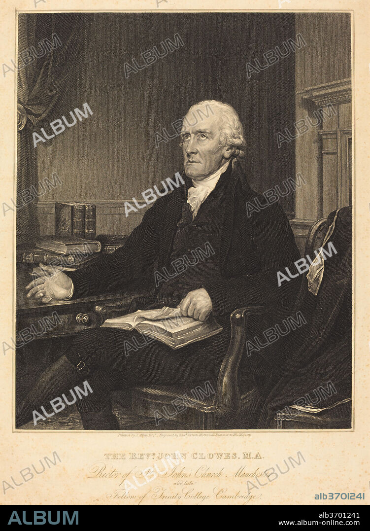 EDWARD SCRIVEN AFTER JOSEPH ALLEN. Rev. John Clowes. Dated: published 1820. Medium: stipple engraving.