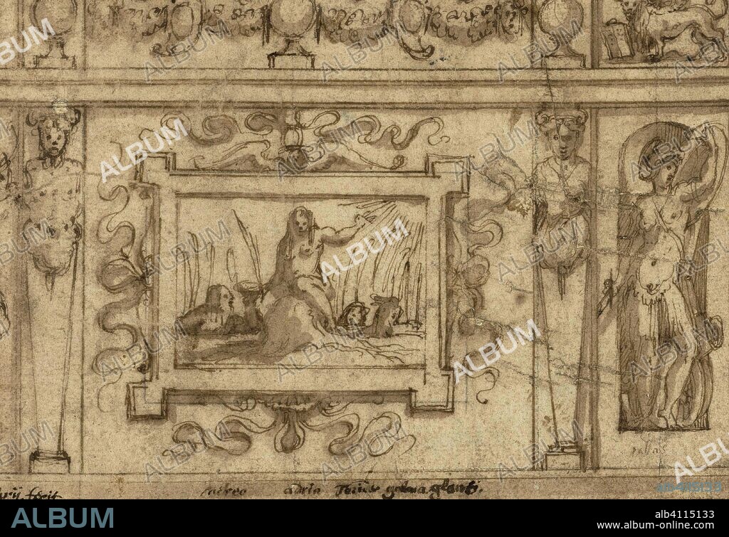 Design for the device for Aretino's 'La Talanta'. Draughtsman: Giorgio Vasari. Dating: 1541 - 1542. Measurements: h 108 mm × w 157 mm.
