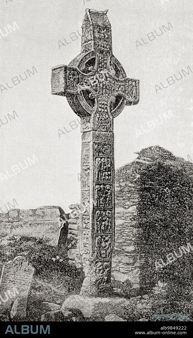 The Great Cross, aka Muiredach's High Cross, Monasterboice, County Louth, Ireland. From Hutchinson's History of the Nations, published 1915.