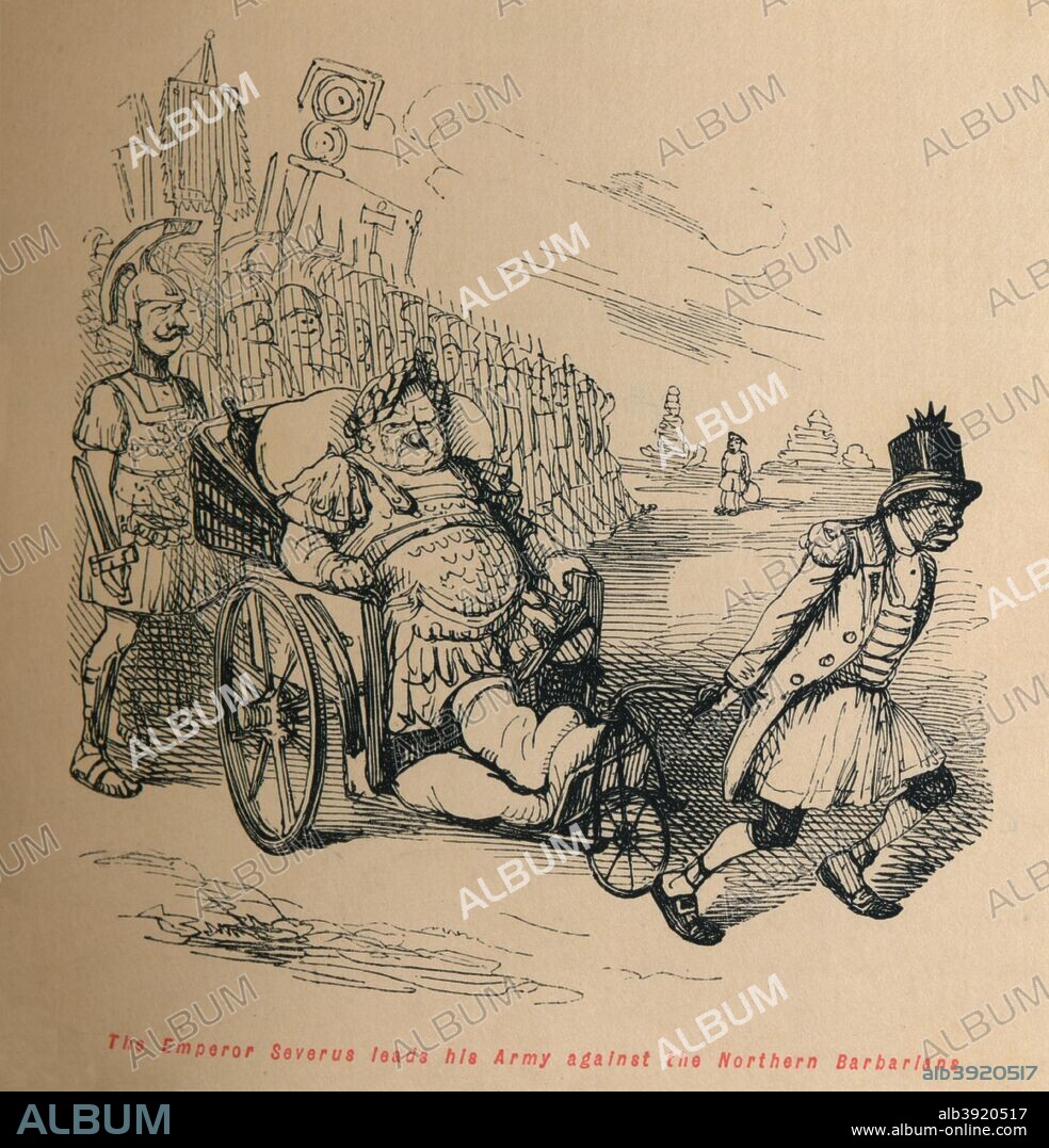 'The Emperor Severus leads his Army against the Northern Barbarians', c1860, (c1860). Septimius Severus (145-211) a Roman emperor from 193 to 211. From The Comic History of England, Volume I, by Gilbert A A'Beckett. [Bradbury, Agnew, & Co., London].