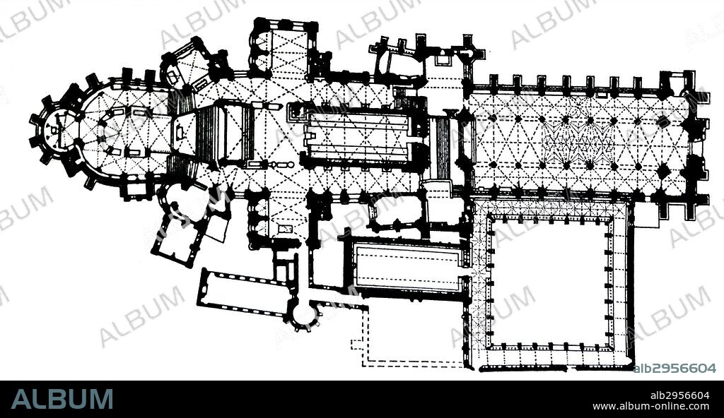 Canterbury cathedral floor plan. Canterbury Cathedral in Canterbury, Kent, is one of the oldest and most famous Christian structures in England founded in 597. Dated 12th Century.