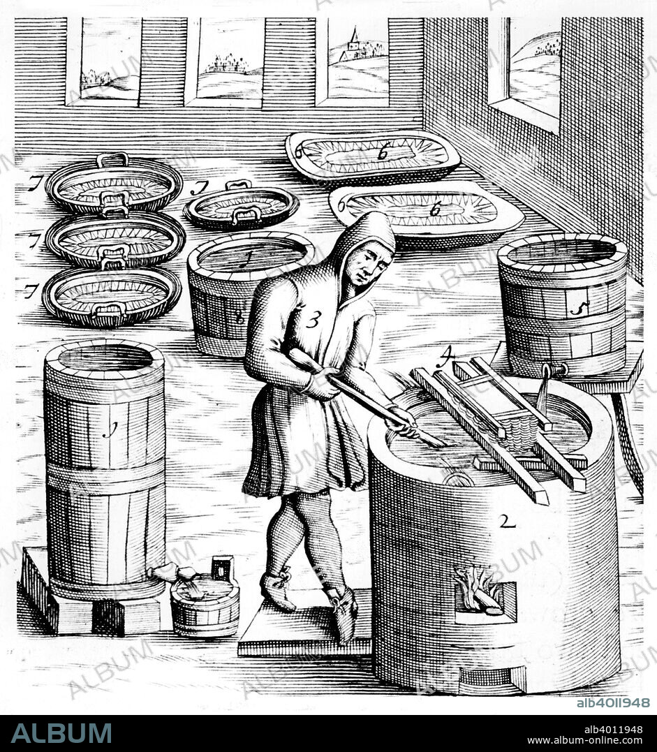 Crystallization of saltpetre (nitre, potassium nitrate, or KN03), 1683. Saltpetre is the principal ingredient in gunpowder, and is still used in the preservation of some foods.  In medicine it was used internally as a diuretic, but now is only used externally for a number of conditions, such as asthma. From a 1683 English edition of Beschreibung allerfurnemisten mineralischen Ertzt by Lazarus Ercker. (Prague, 1574).