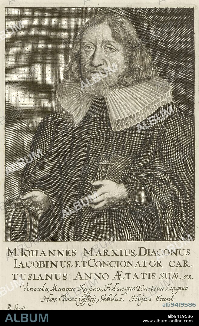 Portrait of Johann Marx, Lukas Schnitzer, 1666 - 1671, print maker: Lukas Schnitzer, (mentioned on object), Neurenberg, 1666 - 1671, paper, engraving, h 193 mm - w 123 mm.