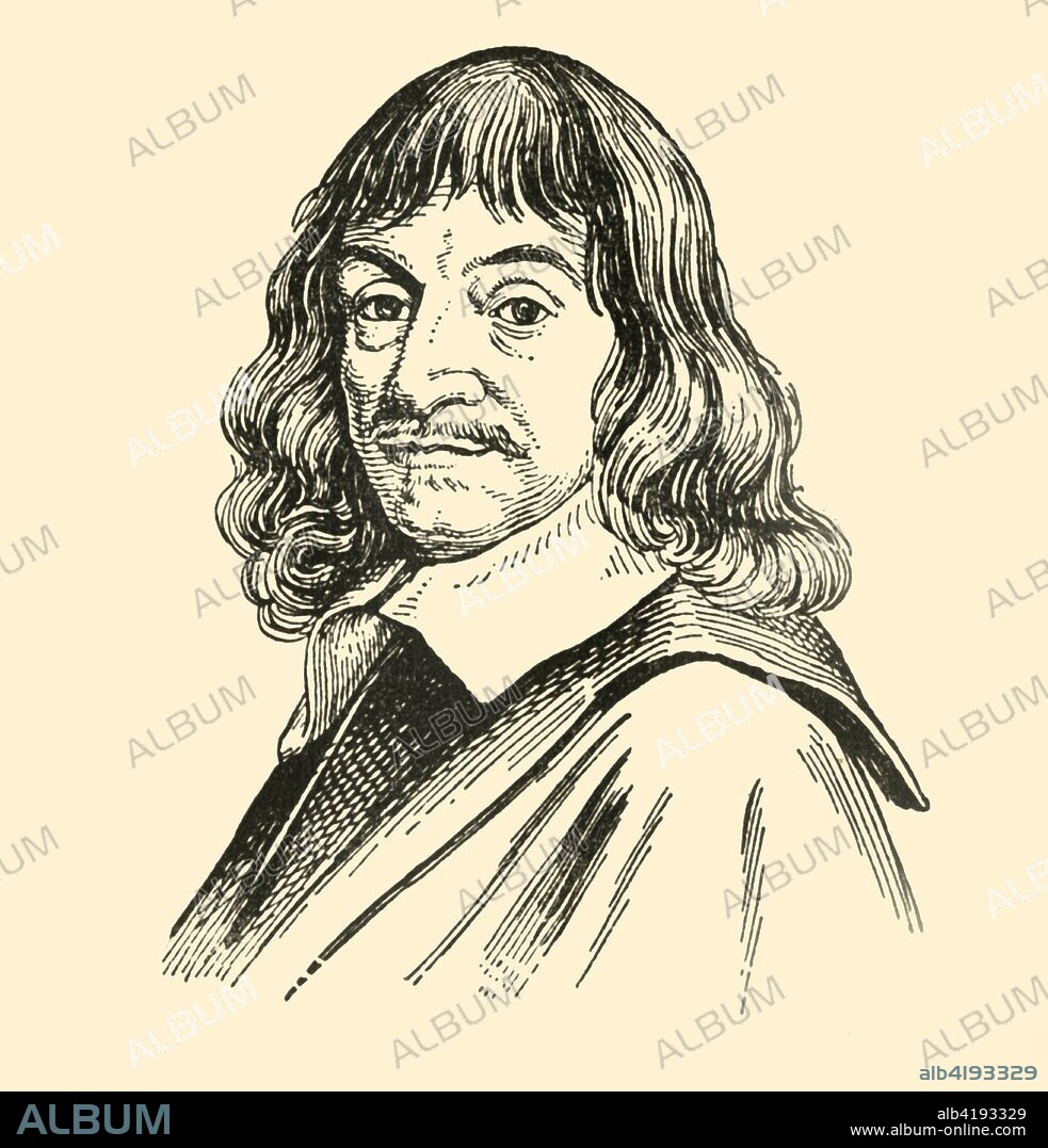 'Rene Descartes', (1933). Portrait of French thinker, mathematician and scientist Rene Descartes (1596-1650), one of the great figures in the history of Western thought and widely considered to be the father of modern philosophy. From "Gestalten Der Weltgeschichte", a book of cigarette-card portrait miniatures of figures in world history from the last four hundred years. [Germany, 1933].